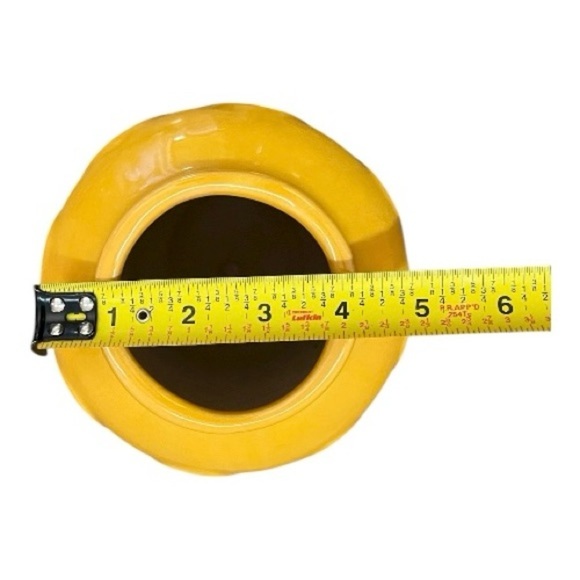 BDC Cecila 13 1/4" Tall Handcrafted Yellow Ceramic Vase with Green Foliage - Picture 4 of 4